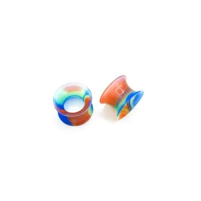 China Mixed Colors Punk Double Flared Silicone Ear Piercing Plug Tunnel Jewelry Slim Flexible Rubber Earrings Body for sale