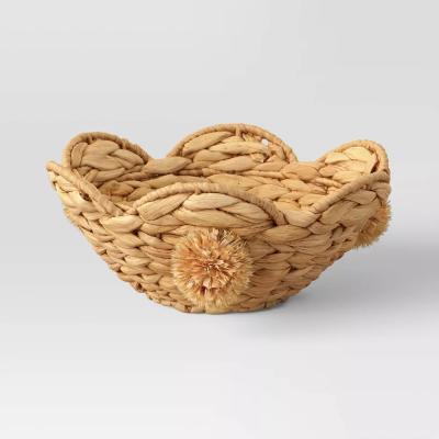 China New Arrival Sustainable Vegetable Storage Basket Water Hyacinth Storage Bin Basket Hyacinth Pom Pom Basket Hyacinth Handwoven Water Fruit for sale