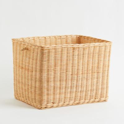 China Sustainable Hand - Woven Rectangular Storage Basket Laundry Basket Trash Bin Decorative Crafts From Vietnam for sale