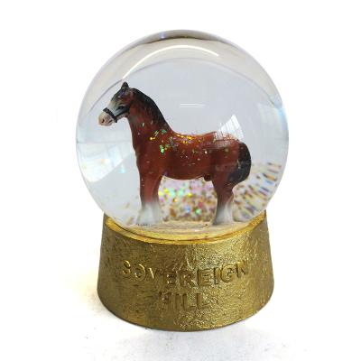 China Europe Horse Glass Gold Snow Globe Gifts Souvenir for sale