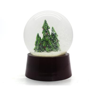 China Custom Christmas Europe Theme Snow Globe Wooden Base Water Globe for sale