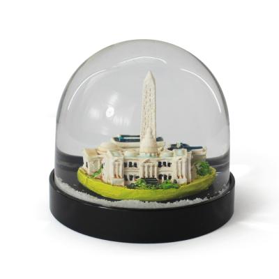 China Europe Indoor Snow Globe Plastic Base Acrylic Water Custom Building Ball for sale