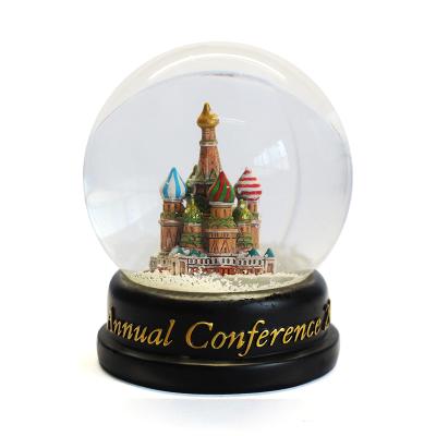 China Custom Europe 80mm Glass Snow Globe Artificial Snow Balls With Cities For Wholesaler for sale