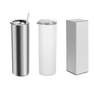 China Sublimation Blank 20OZ Stainless Steel Travel Mug Double Wall 30oz Lean Straight Tumbler Viable With Metal Straw for sale