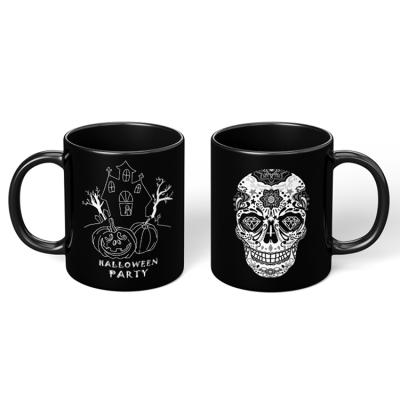 China 11oz Customized Viable Heat Sensor Mug Stoneware Coffee Mug Game Skeleton Transfer Mug Halloween Thermal Greetings For Mom Dad for sale