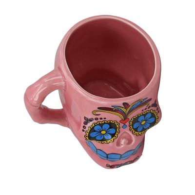 China Viable hot sale custom make beer mug hand painted 3d skullhead dolomite milk cup&mug company gift restaurant use mug for sale