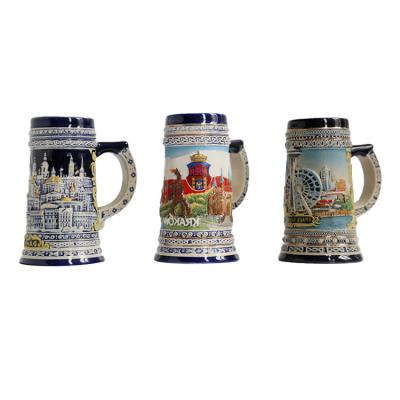 China Viable customize the city ceramic traditional German hand-painted fair valiant stoneware style stoneware mug beer tourists gift for sale