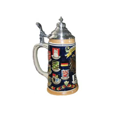 China Viable Wholesale Traditional Stoneware Applique German Relief Beer Stein for sale