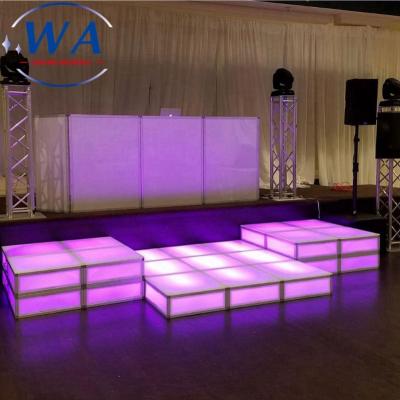 China Acrylic LED Dance Floor Used 50*50cm Podium Party Acrylic White Led Video Dance Floor Led Stage for sale