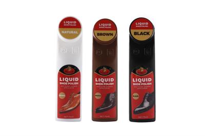 China bruin zwart Liquid Shoe Polish Instant Shine 75ml Zwart Bruin Neutral Europe Hoofdmarkt voor schoenen Laarzen Te koop