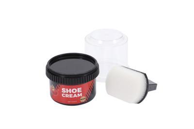 China Creme de polonês preto para sapatos 50 ml para produtos de couro com aplicador de esponja brilhante para sapatos Restaurar sapatos ou botas OEM à venda