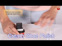 black cream colored shoe polish with applicator brush 2 in 1 efficient shoe polish