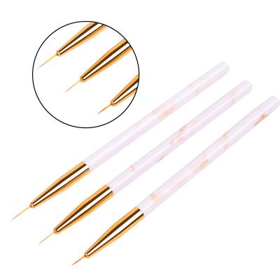 China Beauty Care Make Tools Liner Brush 2021 Single Head Snowy Nail Art Paint Design Pink White Marble Handle Nylon Acrylic Brush for sale