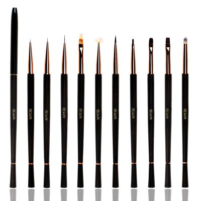 China Beauty Care Make Tools Liner Brush 2021 Single Head Snowy Nail Art Paint Design Dark Brown Wooden Handle Nylon Acrylic Brush for sale