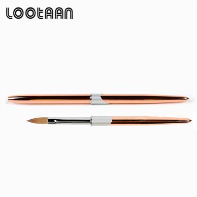 China Beauty Care Make Tools Private Label 2020 LOOTAAN 100% Soft Custom Kolinsky Pure Coating Art Brush Metal Nail Acrylic Nail Gel Brush Brushes for sale