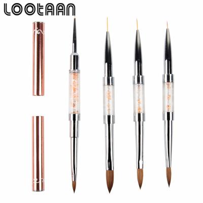 China Beauty Care Make Tools GUTENG New Design Double Sided Rose Gold Nail Art Pen French Acrylic Nail Gel Brush for sale