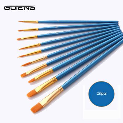 China OEM Custom Nylon Acrylic Nail Art 2021 Cheap Price 10 Pcs Acrylic Oil Paint Brushes Miniature Artist Nail Art Paint Brush Set Wood Handle for sale