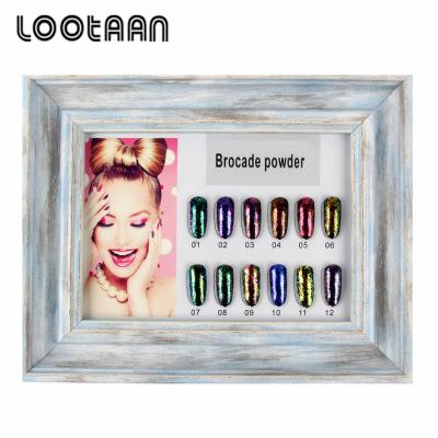 China Beauty Care Nail Tool High Quality 0.3g 12 Colors Mirror Effect Nail Glitter Powder 3D Nail Brocade Powder for sale