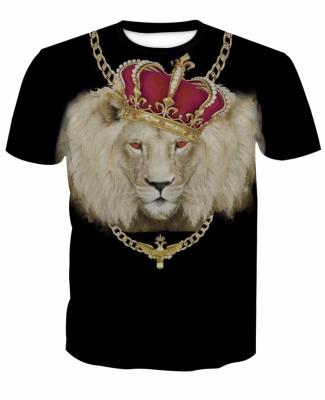 China Cheap Breathable Fashion 3D Printing Lion Men's Custom Printed Round Neck Digital T-shirt for sale