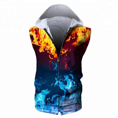 China Custom Wholesale Gym Sleeveless Hoodie Breathable Drop Shipping 3D Sublimation Apparel Sleeveless Hoodie for sale