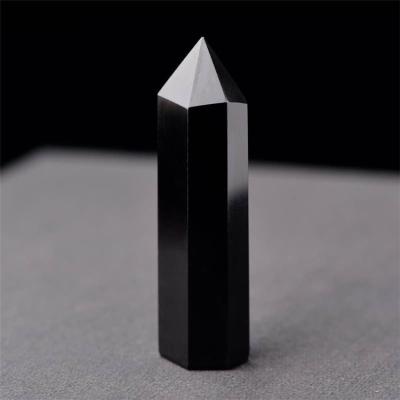 China China Robin Crystal Wholesale Six Faces Black Obsidian Points Terminated Black Point Alone For Reiki Healing for sale