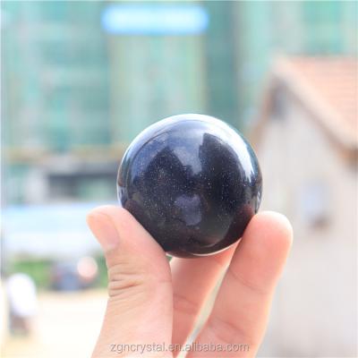 China Beautiful China Natural Gemstone Gold Sandstone Crystal Ball Blue Sphere For Home Decoration for sale