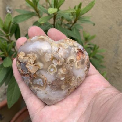 China China Top Selling Palm Stone Flower Agate Healing Heart For Spiritual Mediation for sale