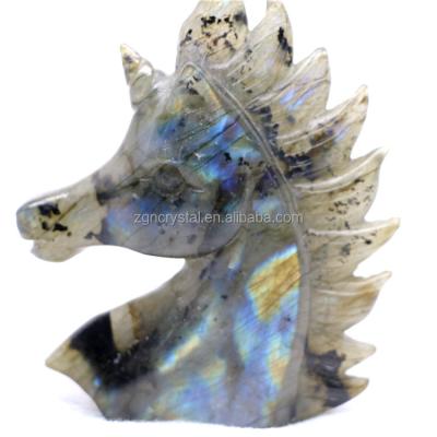 China Wholesale Labradorite Unicorn Head For Home Healing Horse Decoration from China for sale