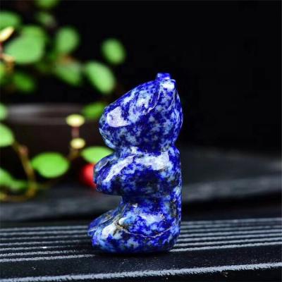 China China Robin Crystal Wholesale Teddy Bear Crystal Figurines Bear Dark Blue Jade Stone Carvings For Meditation Reiki for sale