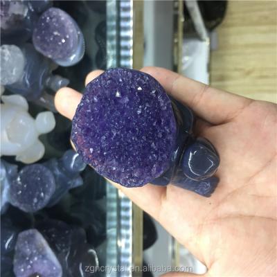 China Natural China Gemstone Reiki Healing Agate Geode Amethyst Agate Druzy Turtle For Decoration for sale