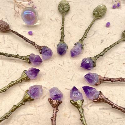 China China high quality hand carved amethyst flower decorative spoon for decoration for sale