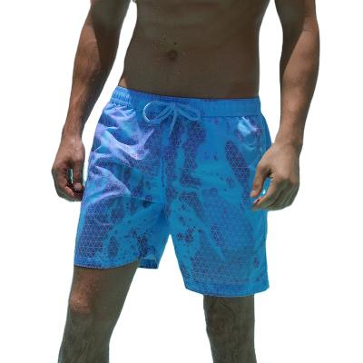 China Magic Breathable Custom Heat Reactive Private Label Color Changing When Gather Water Mens Swim Trunk Bottom Surf Pants Beach Board Shorts for sale