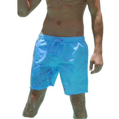 China New Arrival Breathable Colors Warm Temperature Reactive Blue Green Color-Changing Men Boys Swim Trunks Beach Surf Board Shorts for sale