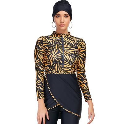 China Plus Size Dropshipping Customized Modest Muslim Beach Swimsuits Logo 3pcs Long Sleeves Full Cover Abaya Islamic Arab Ladies Women Swimwear for sale