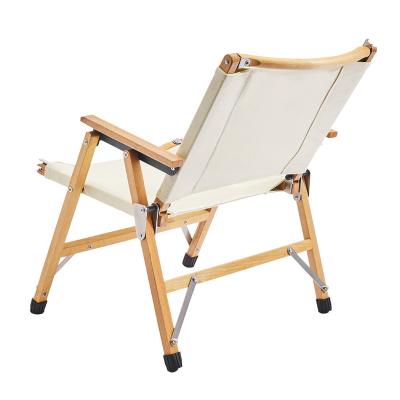 China Bulk Outdoor Folding Chair Wooden Folding Camping Leisure Portable Beach Chair With Beech Armrest for sale