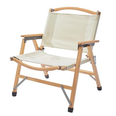 China Outdoor Furniture Leisure Folding Portable Wooden Folding Camping Beach Chair With Beech Armrest For Picnic for sale