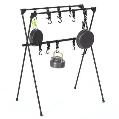 China Modern Outdoor Portable Storage Hook Towel Rack Tripod BBQ Tools Large Hanging Rack For Picnic for sale