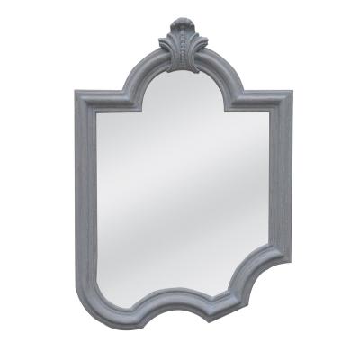 China French Country Mirror special-shaped wall mirror decoration  wood  frame  pale  gray Luxury  window mirror  Customization for home  daily  life for sale