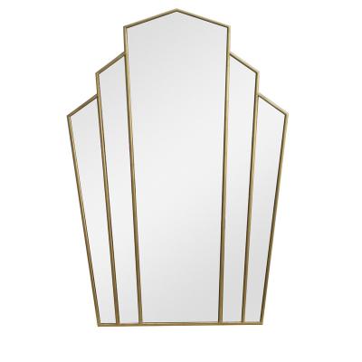 China Contemporary PU Material Special Shape  Contemporary Style Home Hanging Decorative Gold  Frame With Flat Mirrors Decor Wall  Customized for sale