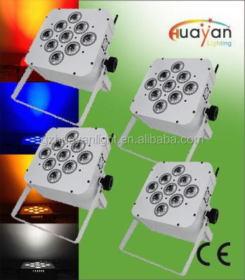 China Thick Steel Plate Brought Light PAIR Battery Operated, Wireless DMX, 5-in-1 RGBAW, 9 LEDs @ 15 Watts for sale