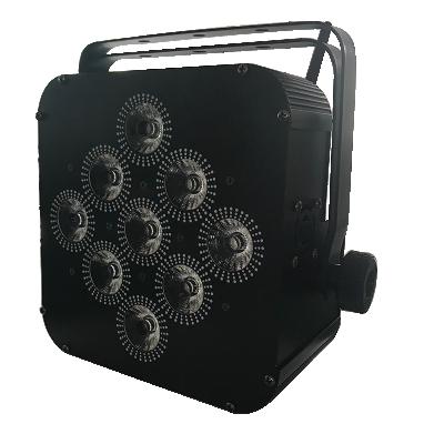 China Hotel LED Flat Par 9*18W RGBWA+UV 6in1 Stage Uplights DJ Equipment Powered Wireless LED Stage Light for sale