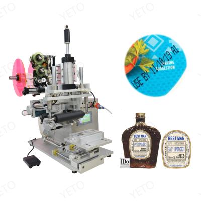 China Cheap used small or double sided food clear barrel flat round square flat bottle labeling machine with date coding printing device for sale