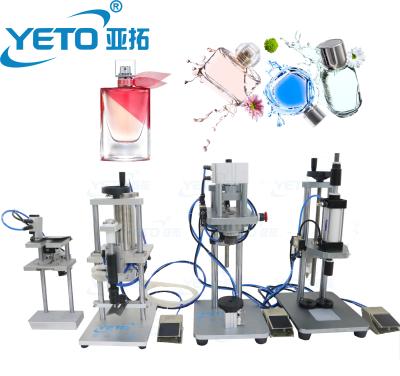 China YETO-Semi Automatic Home Scale Food Flavor Bottle Filling Machine Perfume Spray Pump Tube Crimping Capping Sealing Cutting Machine for sale