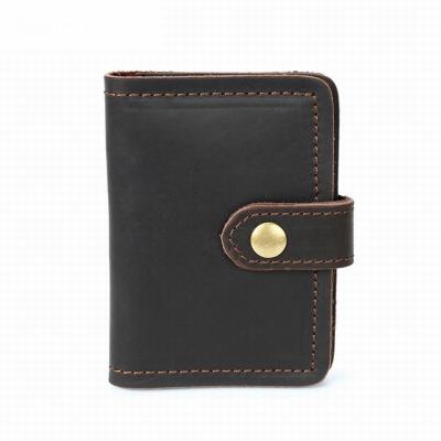 China Crazy Horse Logo High Quality Brown Genuine Leather Men's Bifold Wallet RFID TIDING Custom Real Leather Wallet For Man for sale