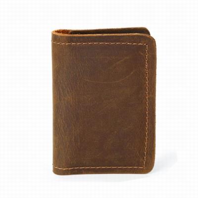 China Custom High Quality Genuine Leather RFID Wallet Men's Crazy Horse Brown Leather Wallets for sale