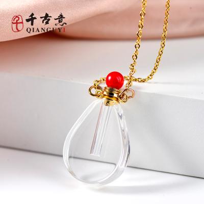 China QIANGUYI Coral Stone Beads Essential Oil Bottle Perfume Necklace Romantic Perfume Bottle Necklace UK for sale