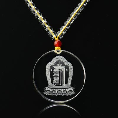 China China Wholesale Buddhist Supplies Religious Custom Design 3D Crystal Glass Laser Necklace for sale