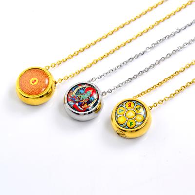 China CLASSIC Circular Silver Gold Planted Necklace Image Pendant Stainless SteelJewelry for sale