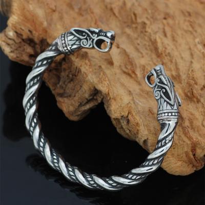 China Viking Dragon CLASSIC Titanium Steel Men's Bracelet Bangle Double Dragon Head Bracelet Jewelry for sale