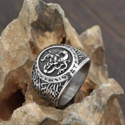 China Men's Ring Wholesale Retro Viking Runa Rune Ring Domineering Fashion For Men for sale